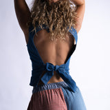 Upcycled Denim Backless Top