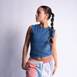 Upcycled Denim Backless Top