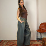 The Gaucho pants - Green / Grey tweed